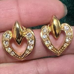 Vintage Avon pierced earrings with glistening heart